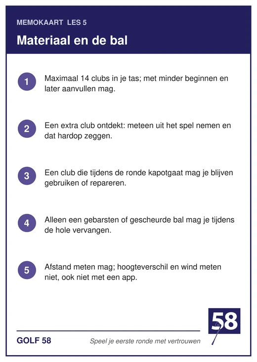 Memokaart van les 5