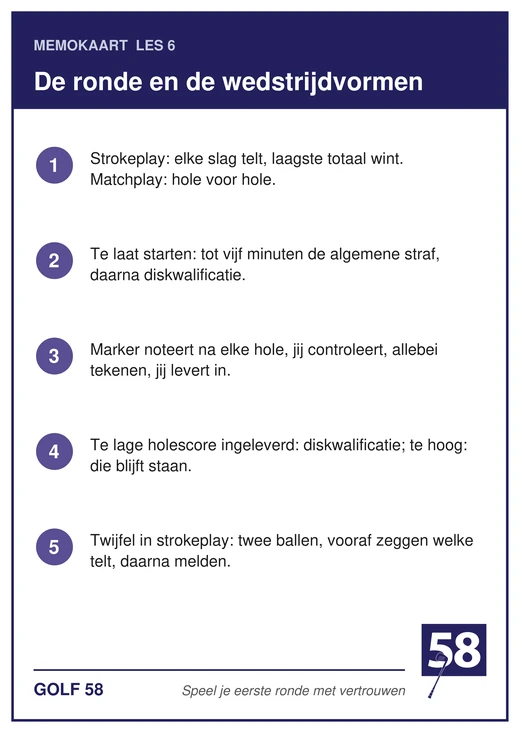 Memokaart van les 6